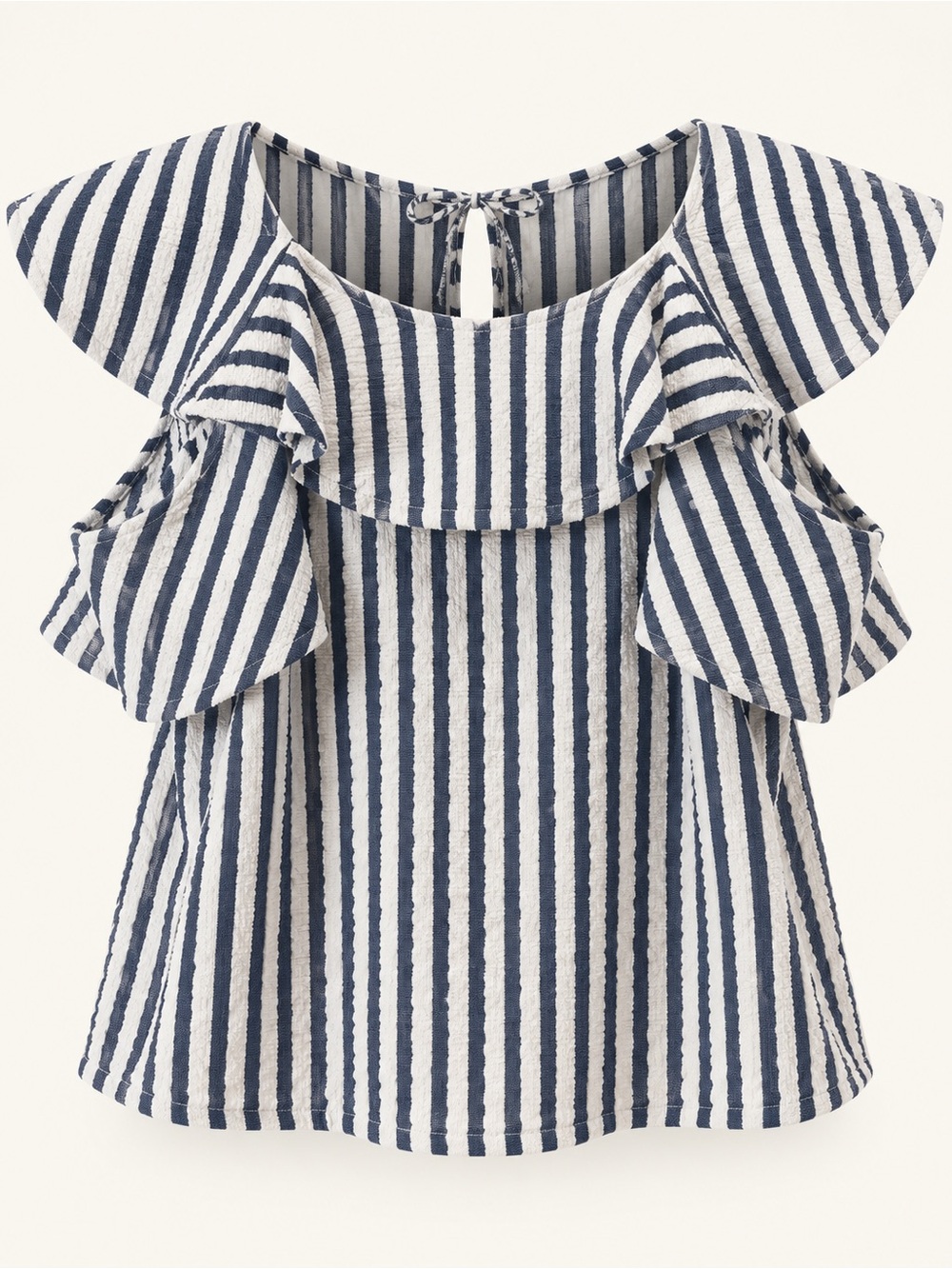 Anthropologie Eva Franco Keely Striped Ruffle Top Petite Small - Picture 3 of 8